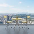 SOGA Home & Living Bundle – Yellow Folding Dining Table & 2 Foldable Chairs for Home Decor