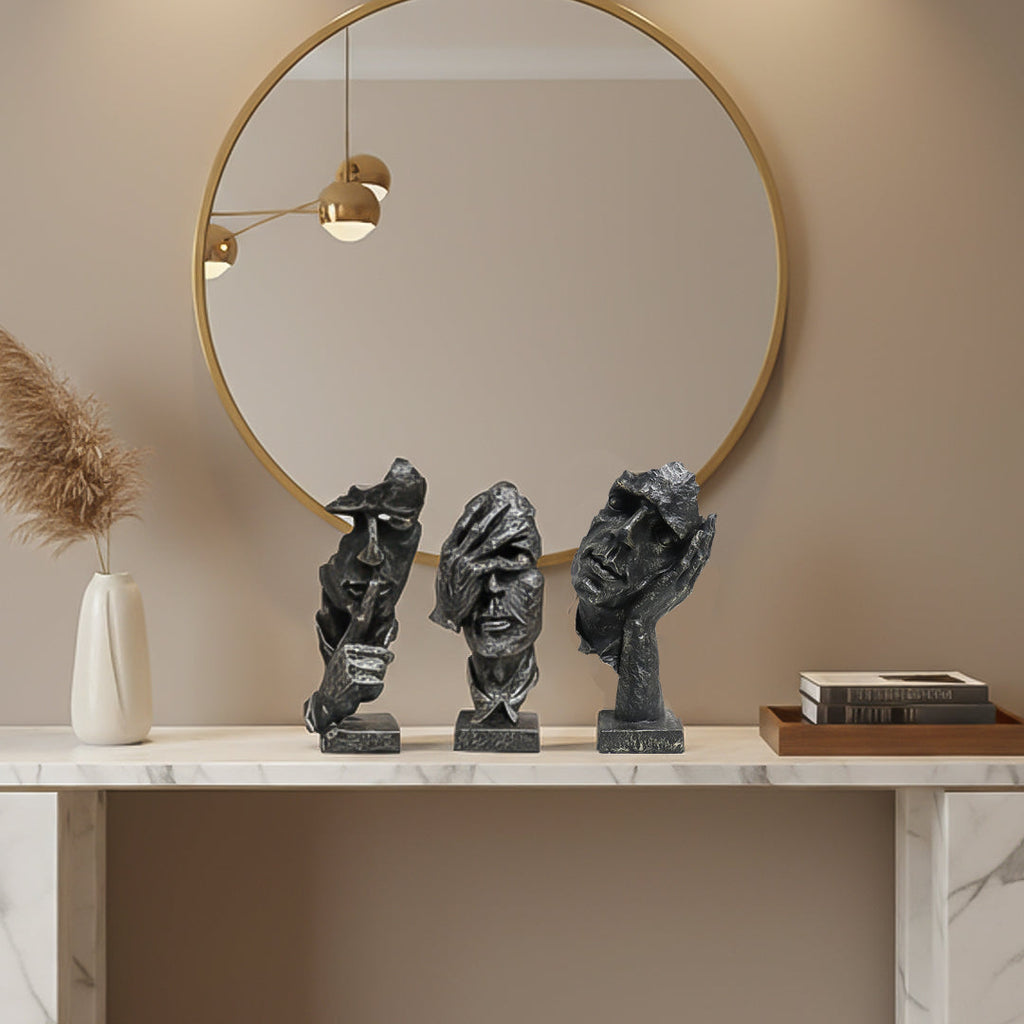 SOGA Home & Living Bundle – Abstract Resin Face Sculptures for Modern Art Home Decor